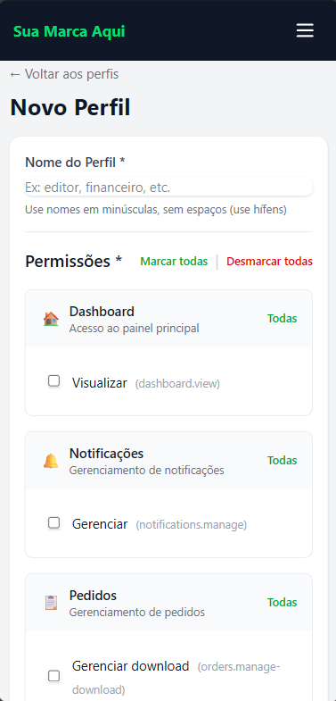 Novo Perfil de Acesso - Mobile